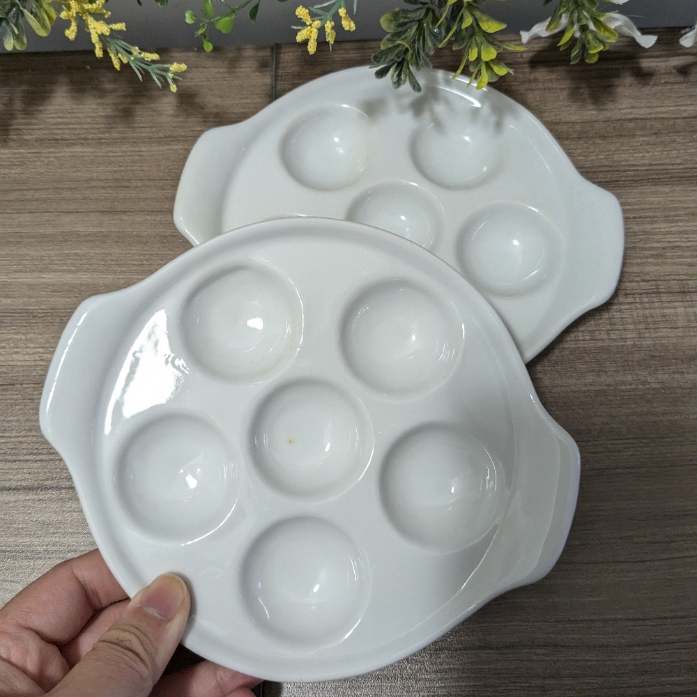 Pair of White Snail Plates | Vintage Escargot Plates